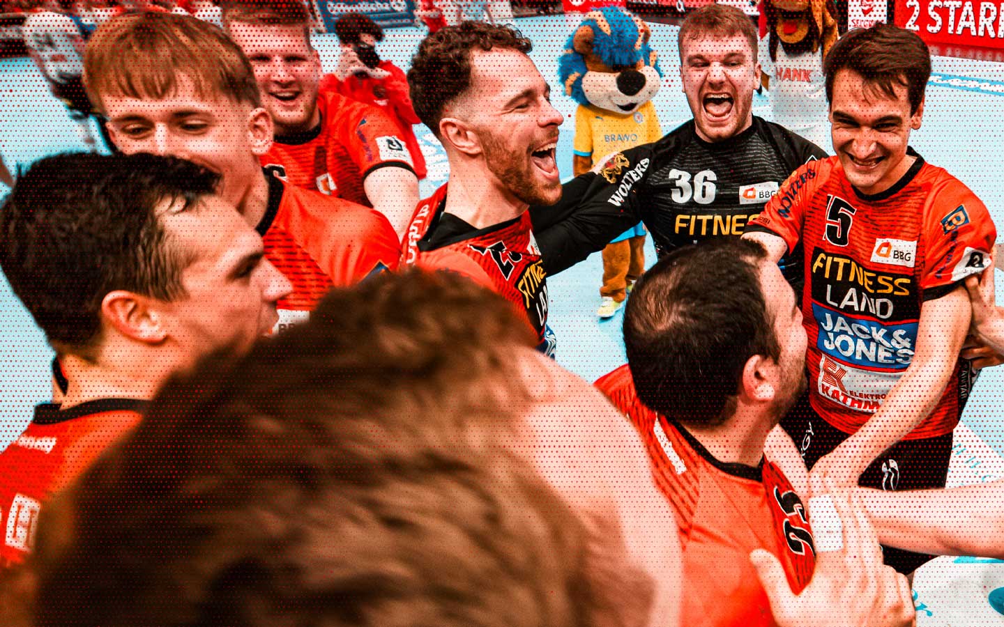 a group of men celebrating